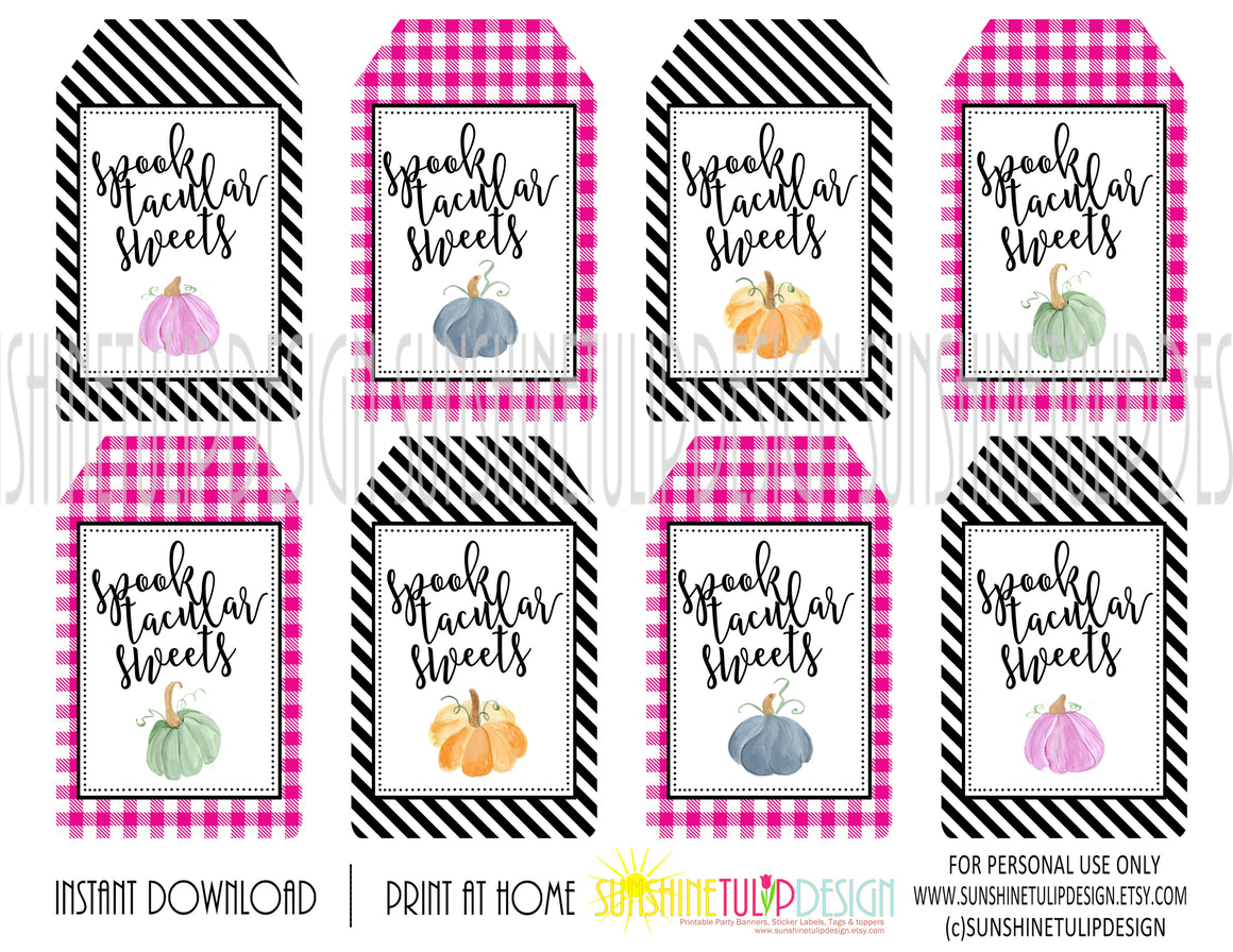 Printable Halloween Spooktacular Sweets Treat Tag, Halloween Candy Tags, Printable Teacher Appreciation HALLOWEEN tags by SUNSHINETULIPDESIGN
