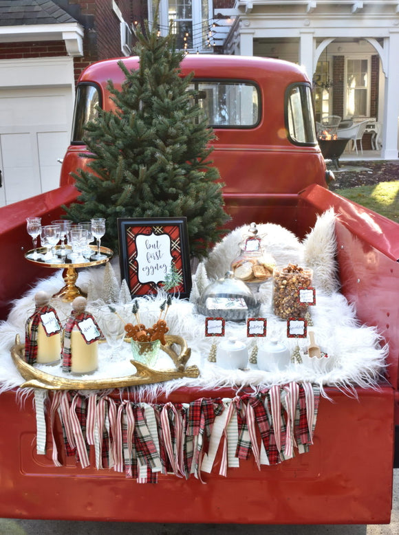 Printable Christmas Plaid Tartan Collection, Eggnog Bar Party Package by Sunshinetulipdesign