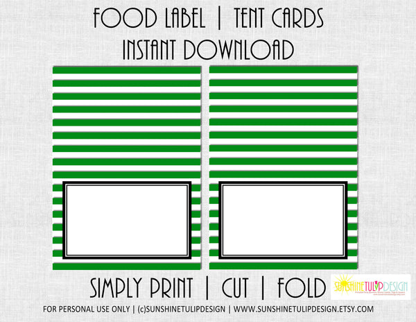 Printable Food Tent Cards, Printable Green & White Stripe Food Label T - Sunshinetulipdesign printable-food-tent-cards-printable-green-white-stripe-food-label-t-sunshinetulipdesign