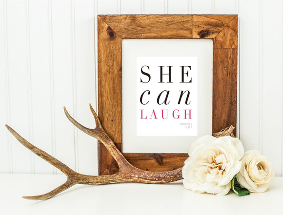 Printable She Can Laugh Wall Art, Proverbs 31, Scripture Wall Art, Planner Cover Art by SUNSHINETULIPDESIGN - Sunshinetulipdesign - 1
