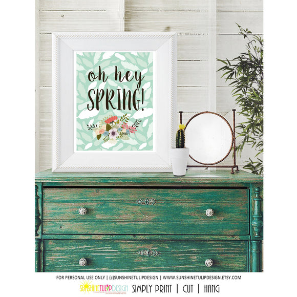 Printable Oh Hey Spring Art, Wall Sign, Planner Cover by SUNSHINETULIPDESIGN - Sunshinetulipdesign - 1