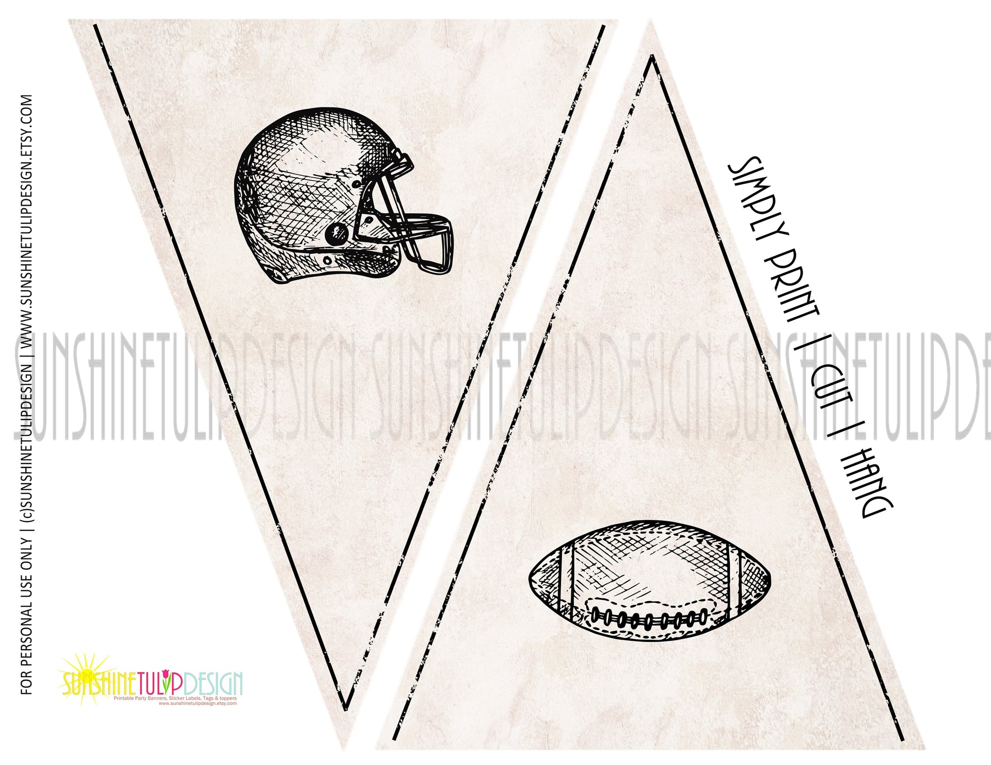 Printable Vintage Football Birthday Banner | Printable Football Pennant Banner, by SUNSHINETULIPDESIGN, Football Birthday, Fantasy Football