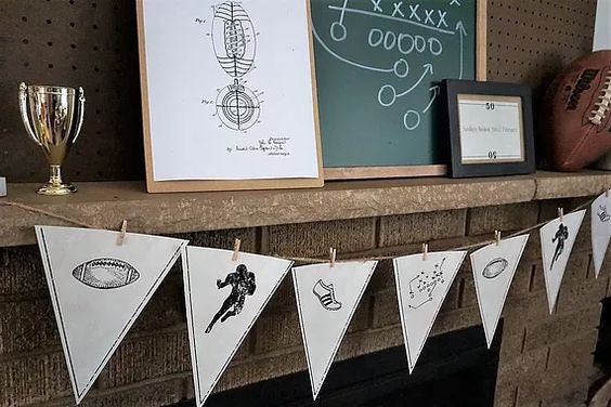 Printable Vintage Football Birthday Banner | Printable Football Pennant Banner, by SUNSHINETULIPDESIGN, Football Birthday, Fantasy Football
