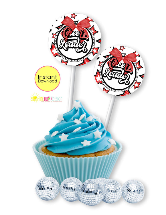 Printable Cheerleader Favor Tags | Cheer Banquet Cupcake Toppers | Cheerleading Team Gift Tags | I love Cheer Squad Tag | INSTANT DOWNLOAD