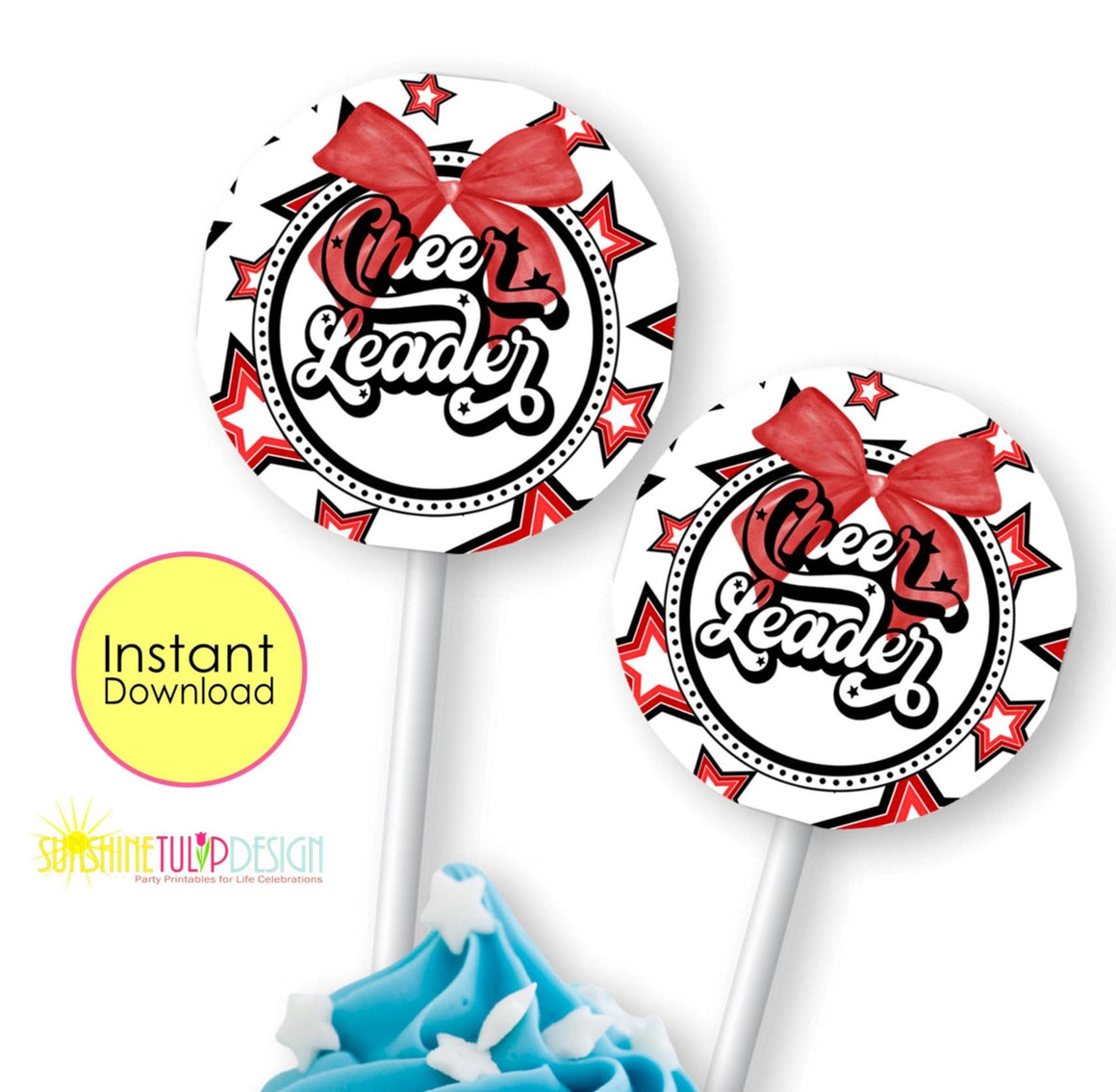 Printable Cheerleader Favor Tags | Cheer Banquet Cupcake Toppers | Cheerleading Team Gift Tags | I love Cheer Squad Tag | INSTANT DOWNLOAD