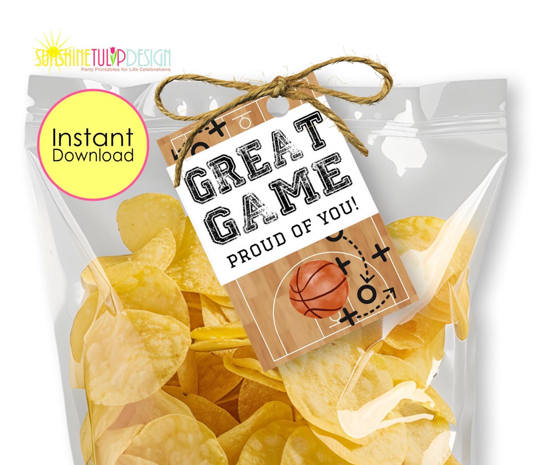 Printable Basketball Snack Tags | Printable Basketball Gift Tags | Basketball Thank You Tag | Snack Sports Mom Tags | Instant Download