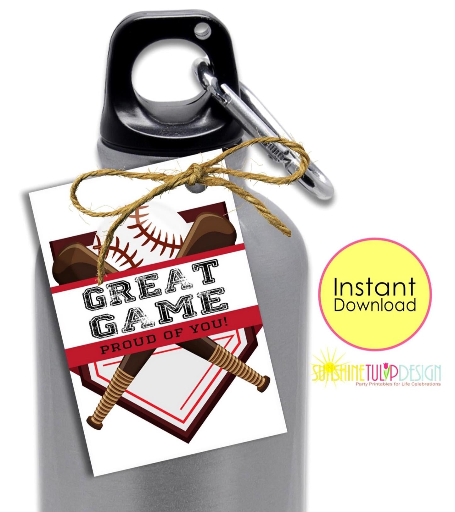 Printable Baseball Snack Tags | Printable Baseball Gift Tags | Baseball Thank You Tag | Snack Sports Mom Tags | Instant Download