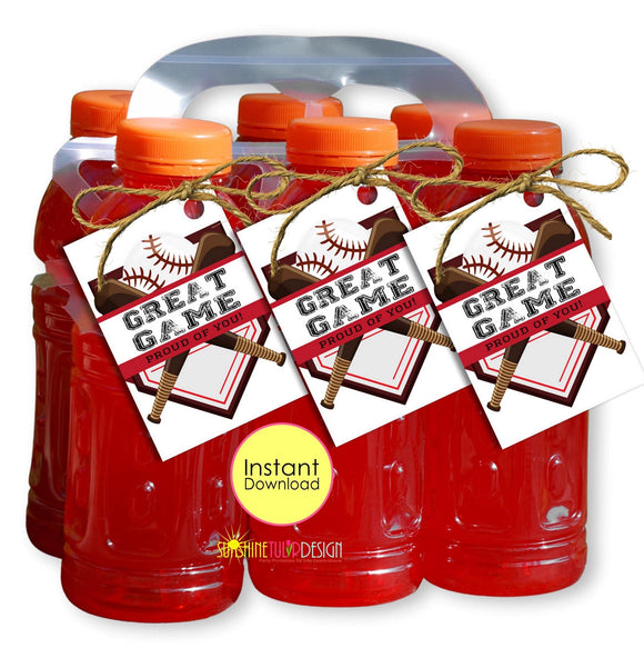 Printable Baseball Snack Tags | Printable Baseball Gift Tags | Baseball Thank You Tag | Snack Sports Mom Tags | Instant Download