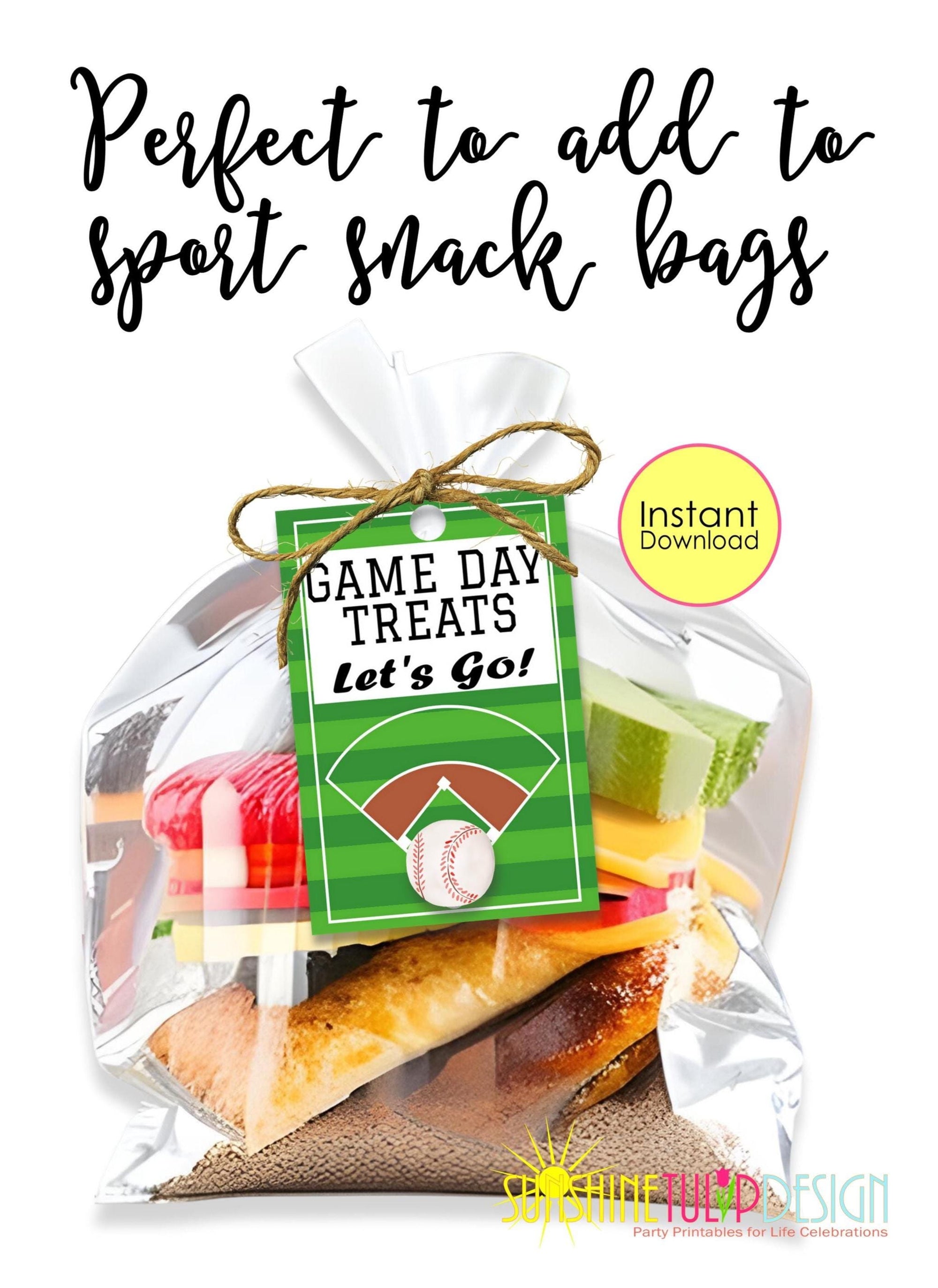 Printable Game Day Treat Tags | Printable Baseball Favor Tag | Baseball Snack Tag | Snack Sports Mom Tags | Instant Download | Snack Bag Tag