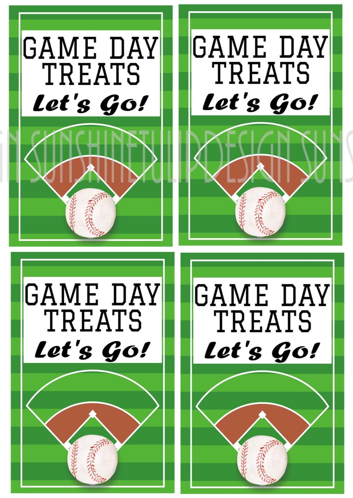 Printable Game Day Treat Tags | Printable Baseball Favor Tag | Baseball Snack Tag | Snack Sports Mom Tags | Instant Download | Snack Bag Tag