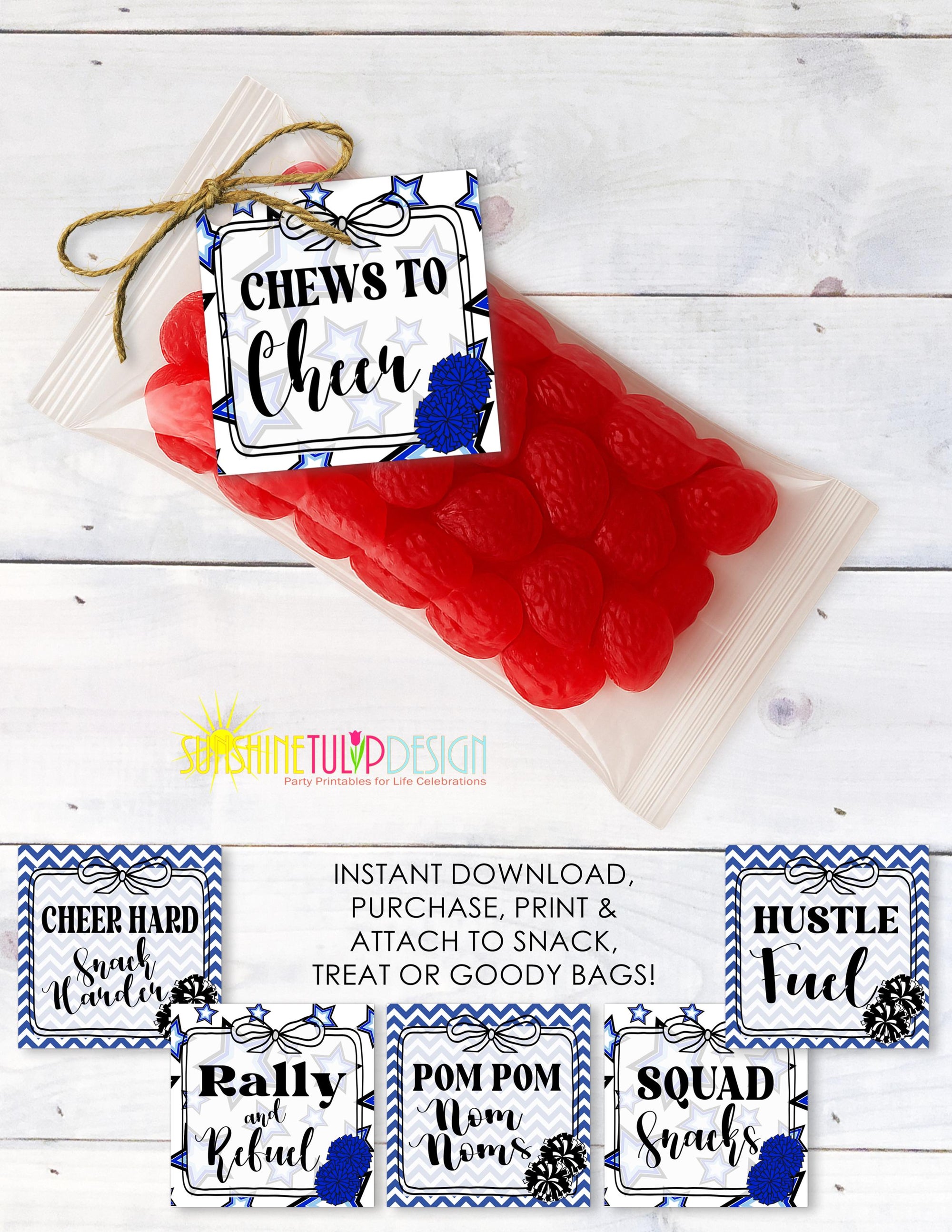 Printable Cheer Squad Snack Tag, Cheer Favor Gift Tags, Game Day Goody Bag Party Favor, Snack Mom Cheer tag ideas, Cheer Birthday Favor Tag