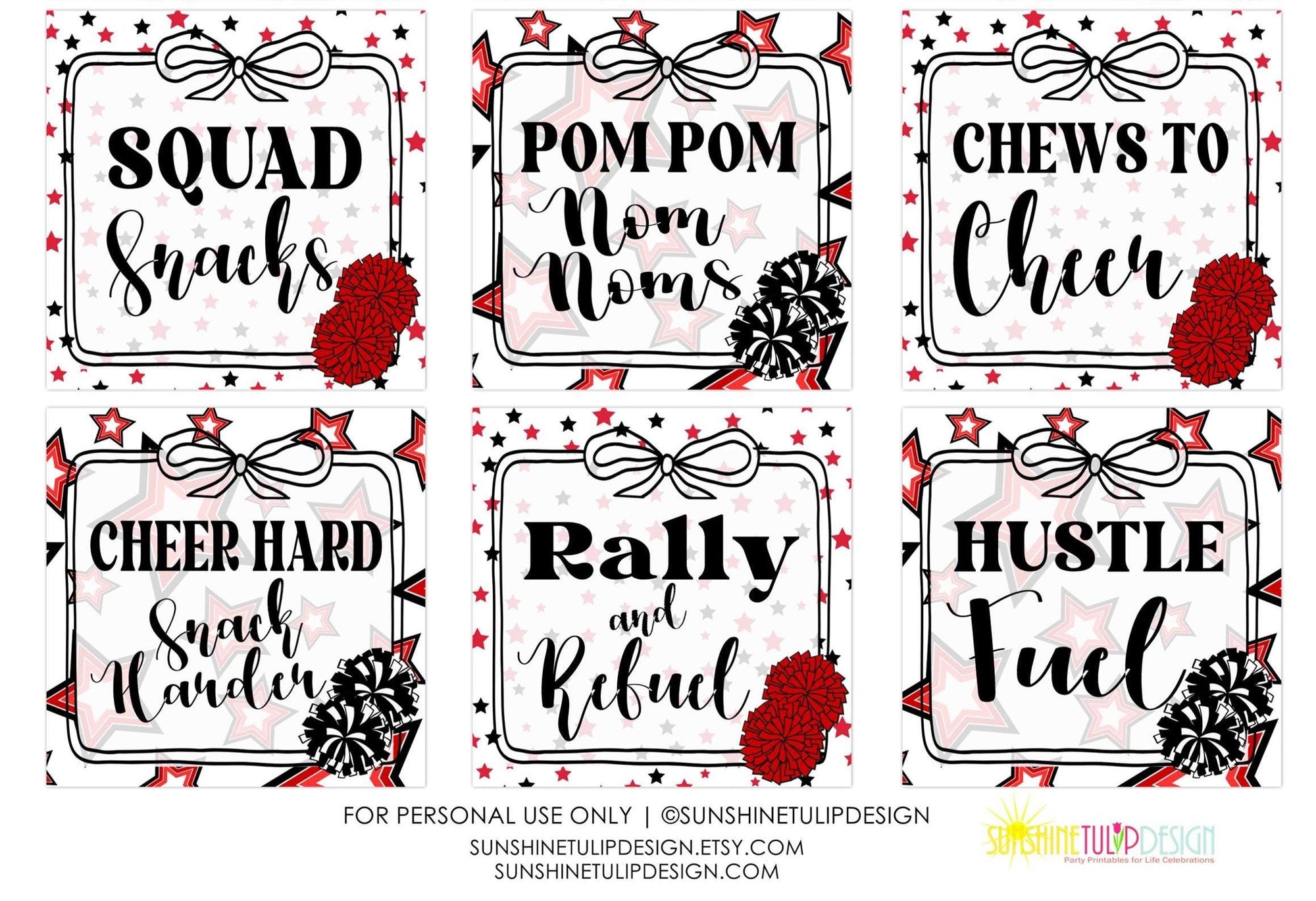 Printable Cheer Squad Snack Tag, Cheer Favor Gift Tags, Game Day Goody Bag Party Favor, Snack Mom Cheerleading Gift Tag, INSTANT DOWNLOAD