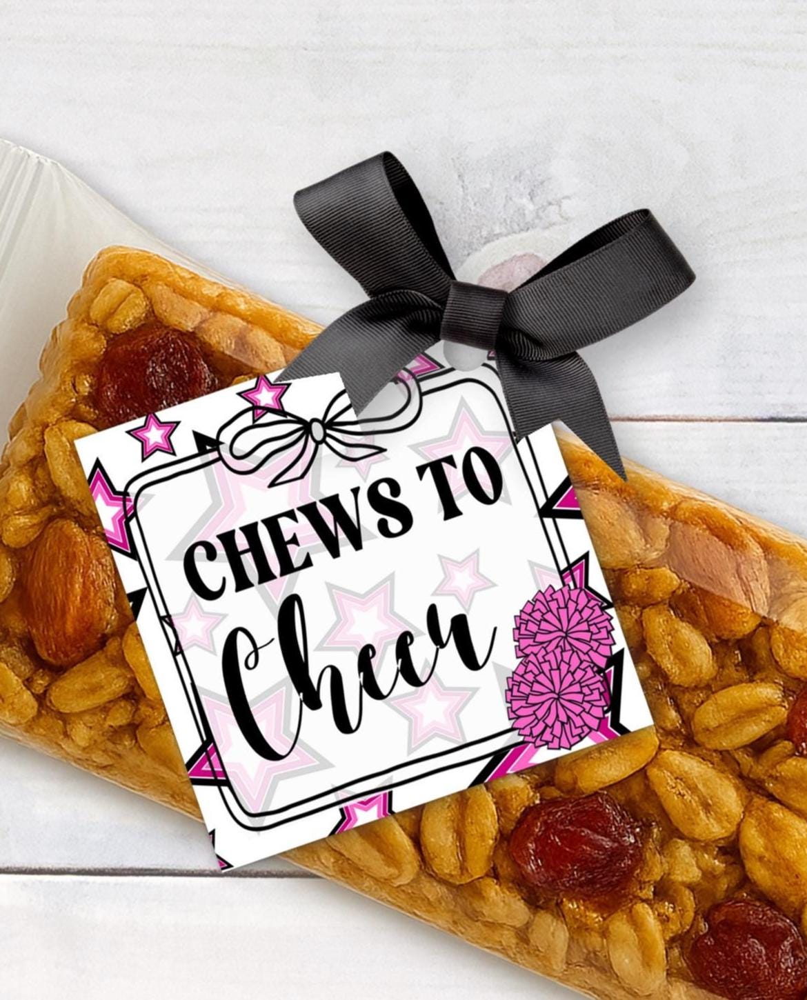 Printable Cheer Squad Snack Tag, Pink & Black Cheer Favor Gift Tags, Game Day Goody Bag Party Favor, Snack Mom Cheer tag, Birthday Favor Tag