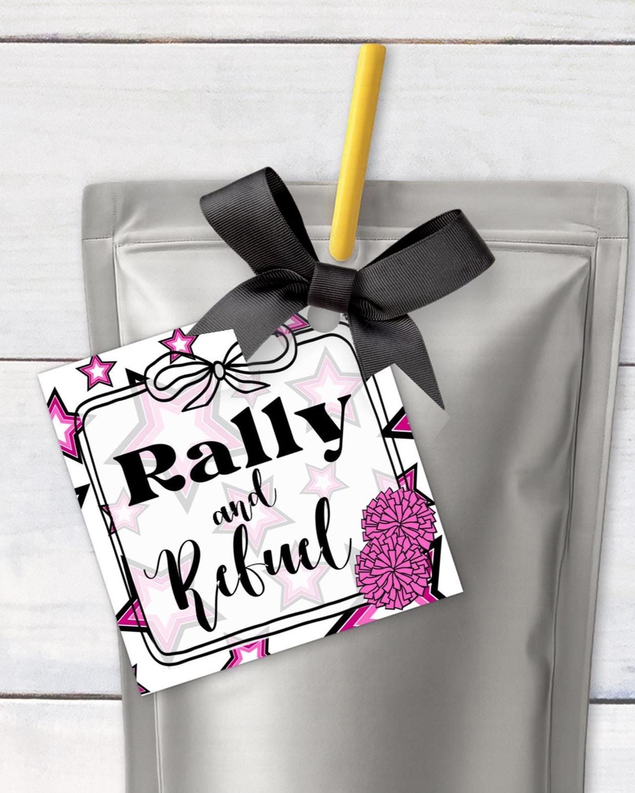 Printable Cheer Squad Snack Tag, Pink & Black Cheer Favor Gift Tags, Game Day Goody Bag Party Favor, Snack Mom Cheer tag, Birthday Favor Tag