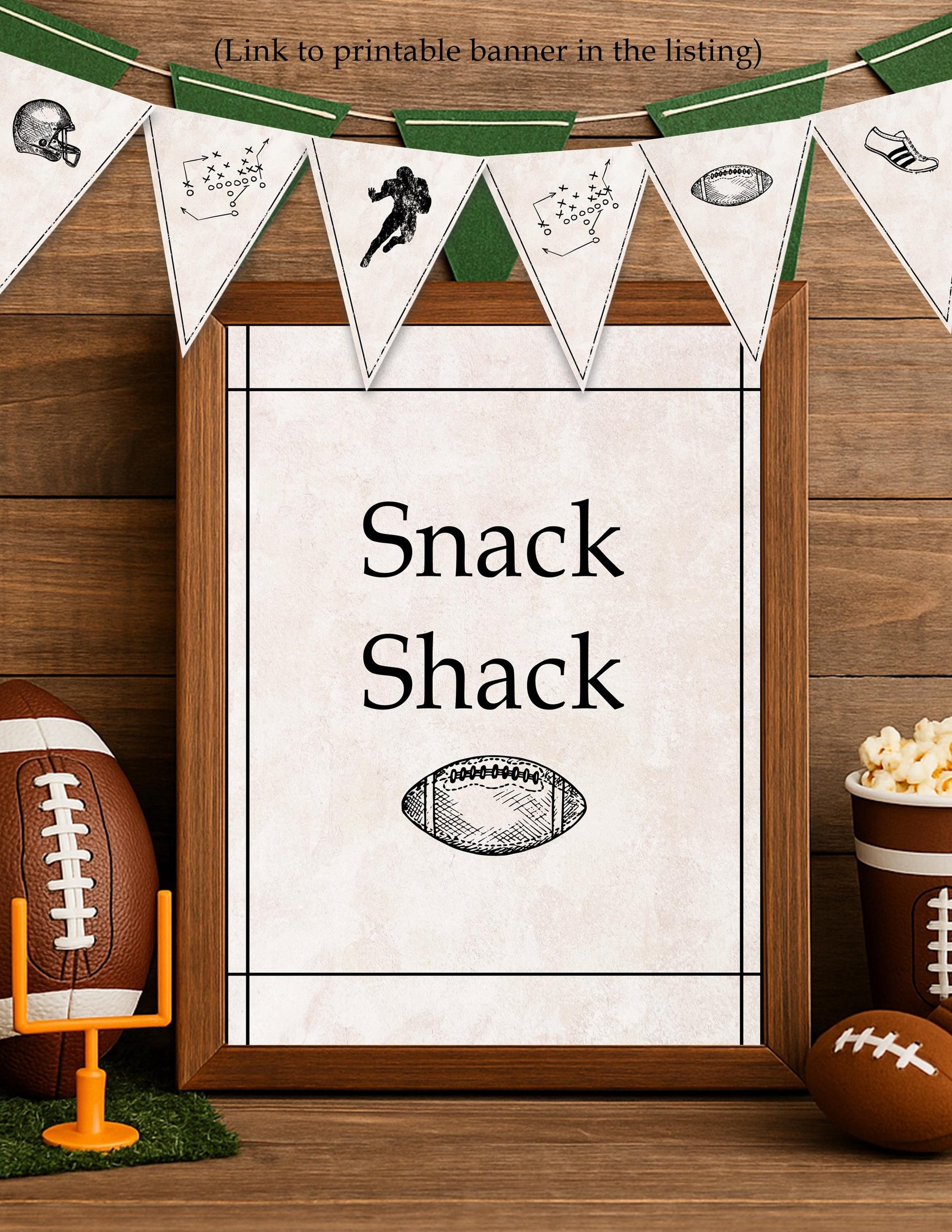 Football Party Signs Bundle | Game Day Decorations | Welcome Sign + Food & Drink Table Station Signs | Printable Vintage Football Birthday