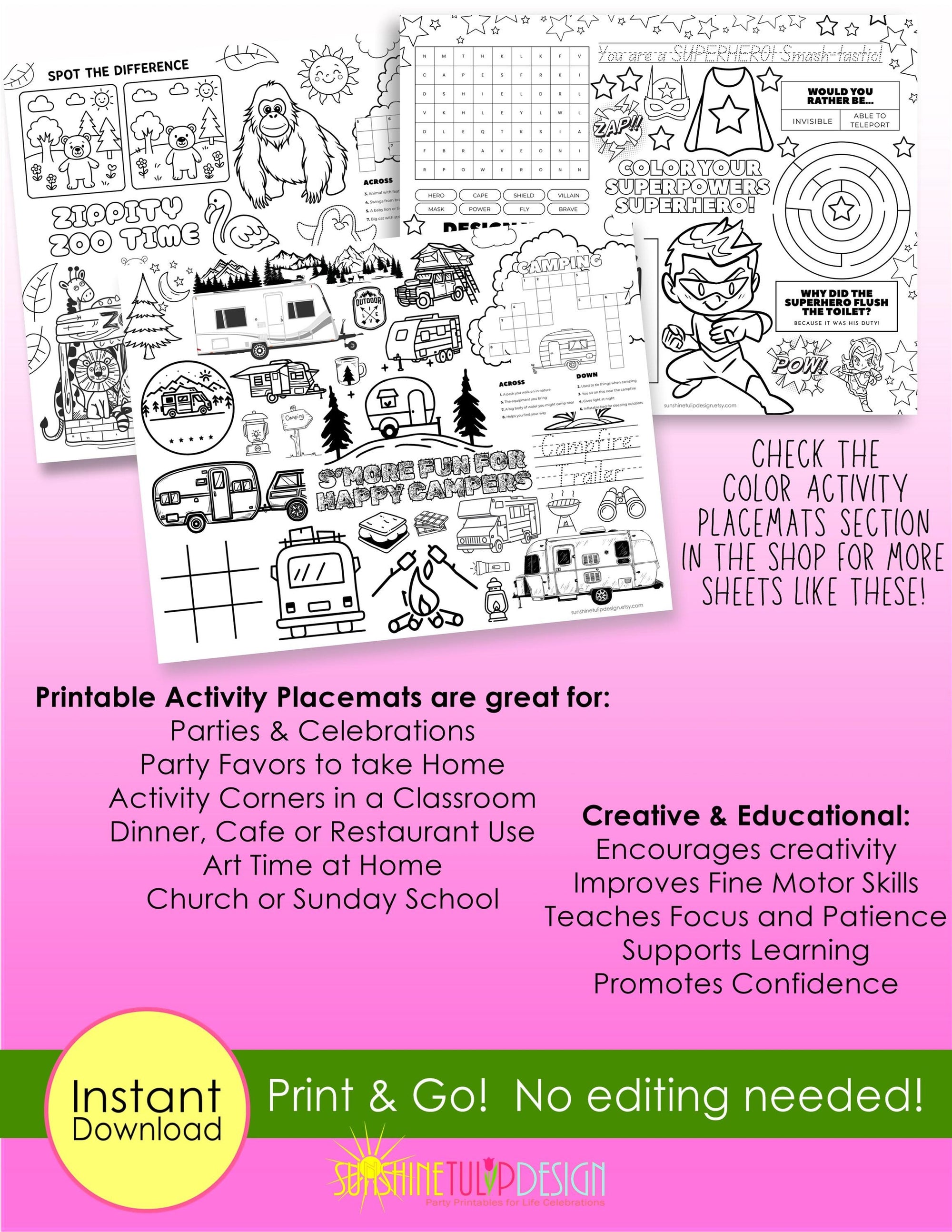 Soccer Activity Placemat Printable, Soccer Around the World Worksheet, Soccer Party Activity Sheet, Kids Soccer Coloring Page, Print and Go