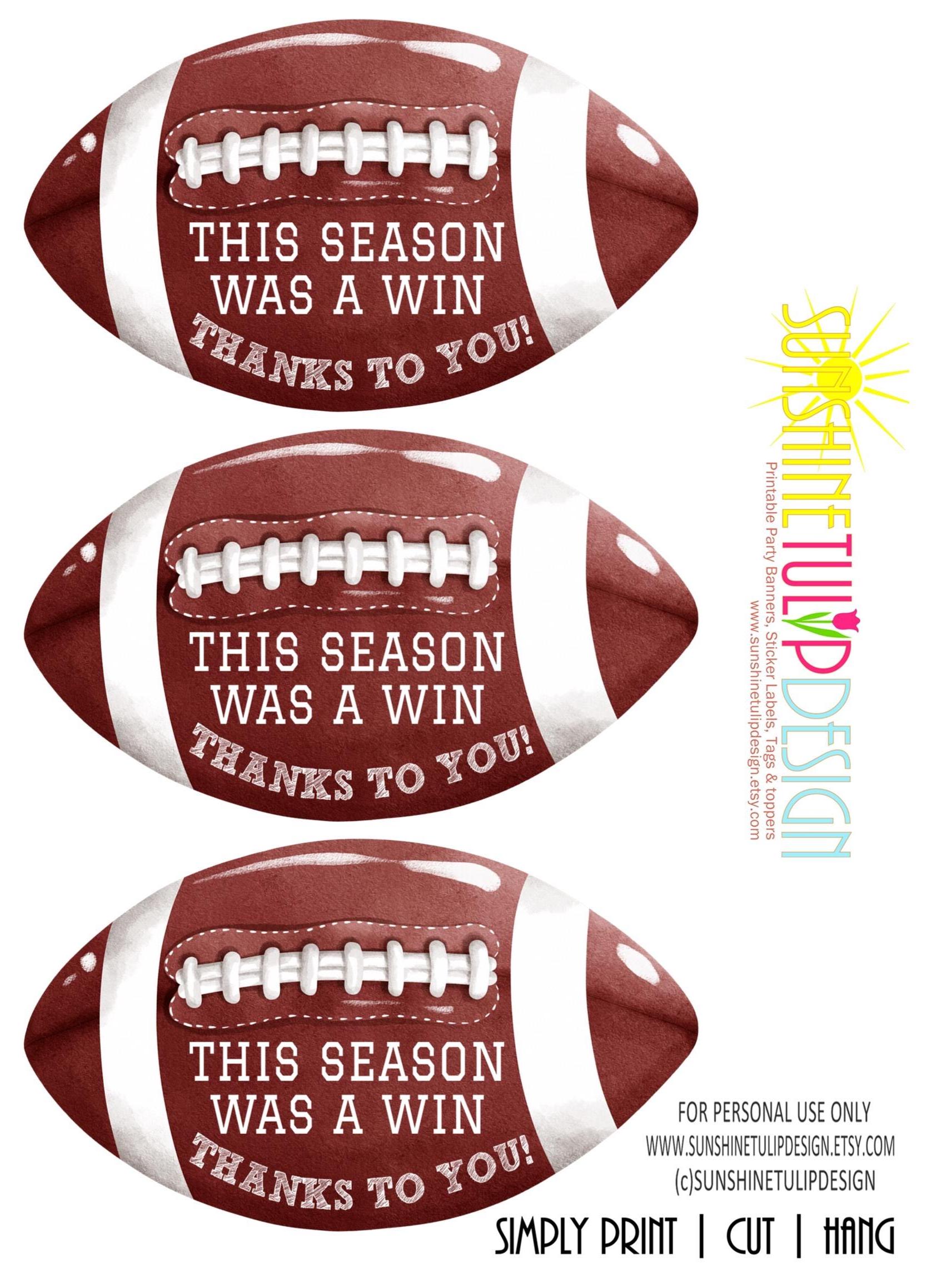 Printable Football Tags | End of Season Football Tag | Football Thank You Tag | Thank you Coach Tag | End of Season Party | Football Party