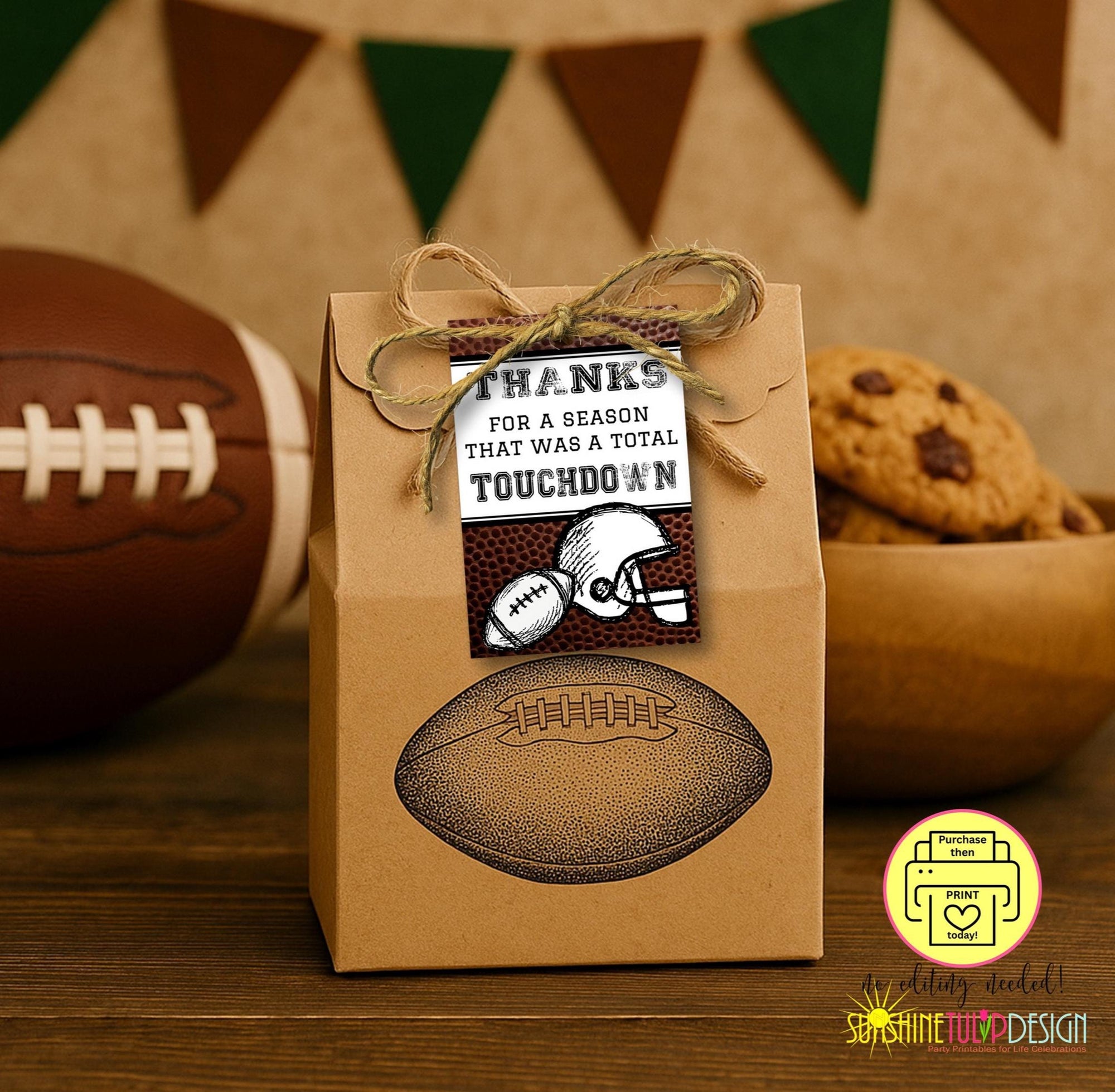 Printable Football Thank You Tags | End of Season Football Tag | Football Tag | Thank you Coach Tag | End of Season Party | Football Party