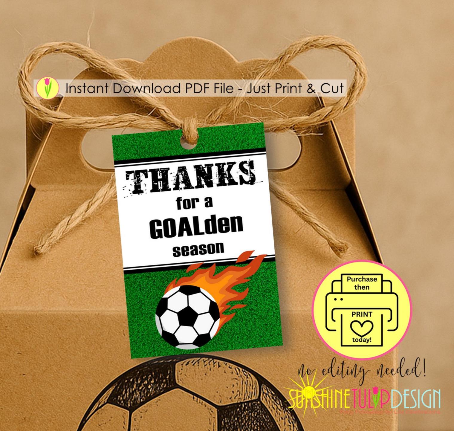 Printable Soccer Thank You Tags | End of Season Soccer Tag | Soccer Thank You Gift Tag | Thank you Coach Tag | End of Season Party