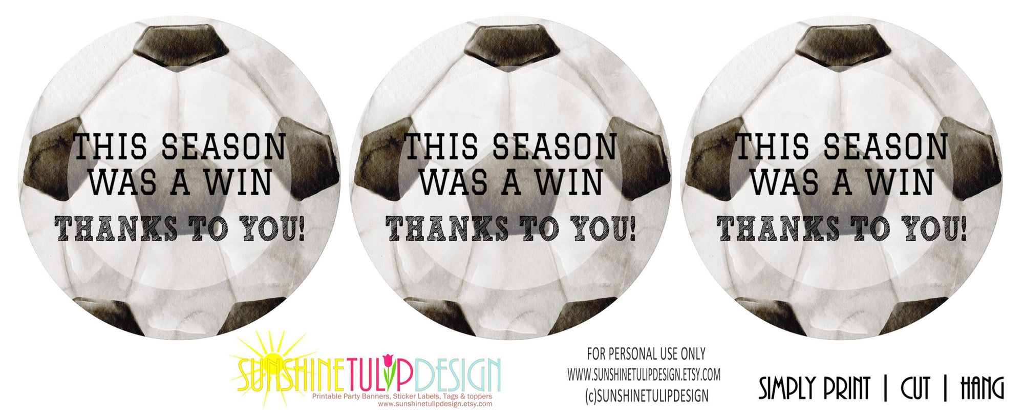 Printable Soccer Tags | End of Season Thank You | Soccer Thank You Tag | Thank you Coach Tag | Instant Download | No editing Needed