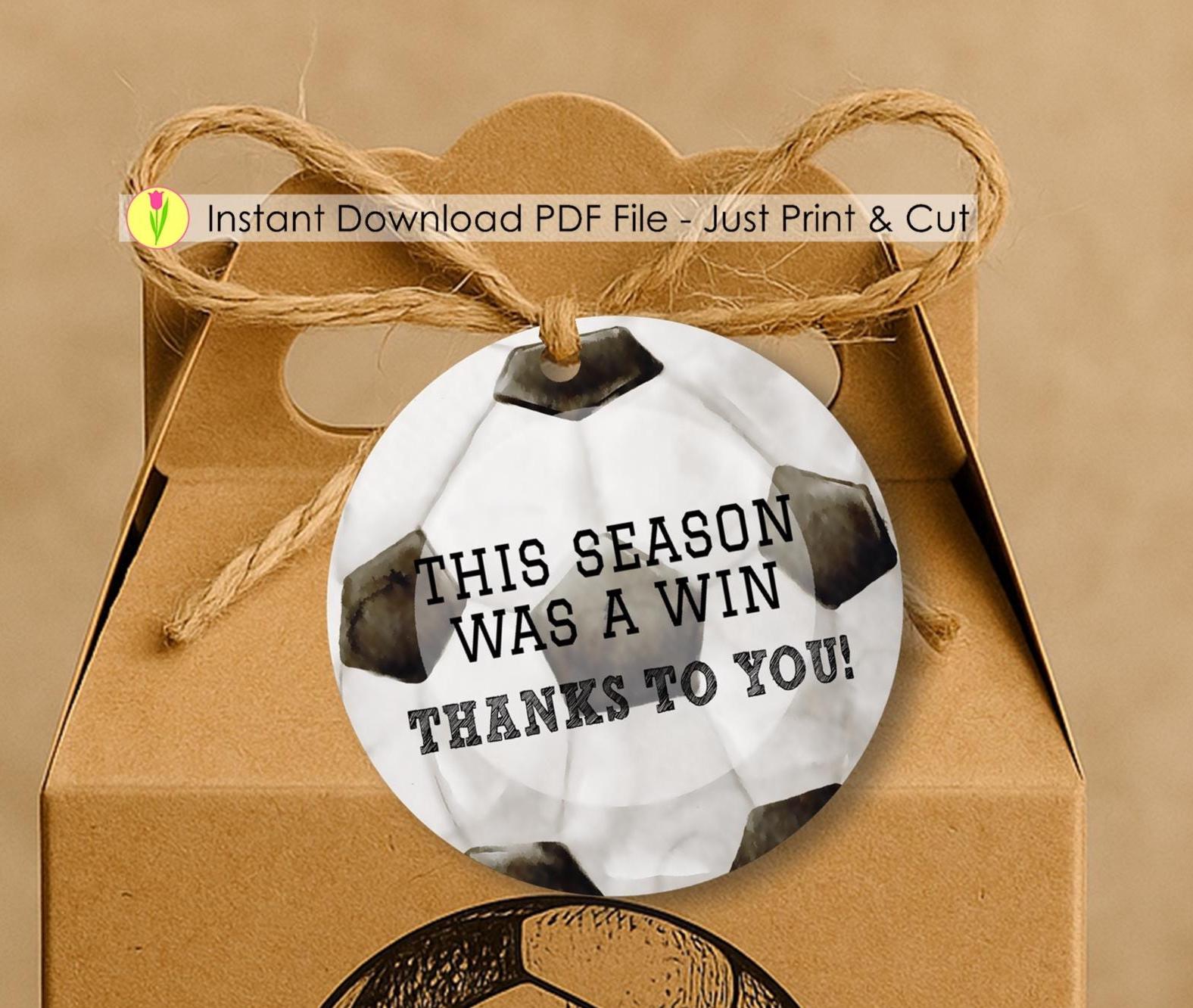 Printable Soccer Tags | End of Season Thank You | Soccer Thank You Tag | Thank you Coach Tag | Instant Download | No editing Needed