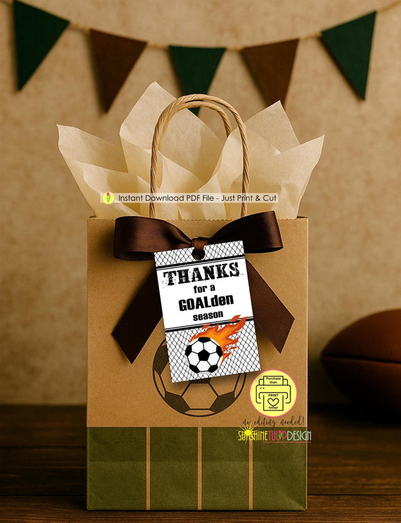Printable Soccer Thank You Tags | End of Season Soccer Tag | Soccer Thank You Gift Tag | Thank you Coach Tag | End of Season Party
