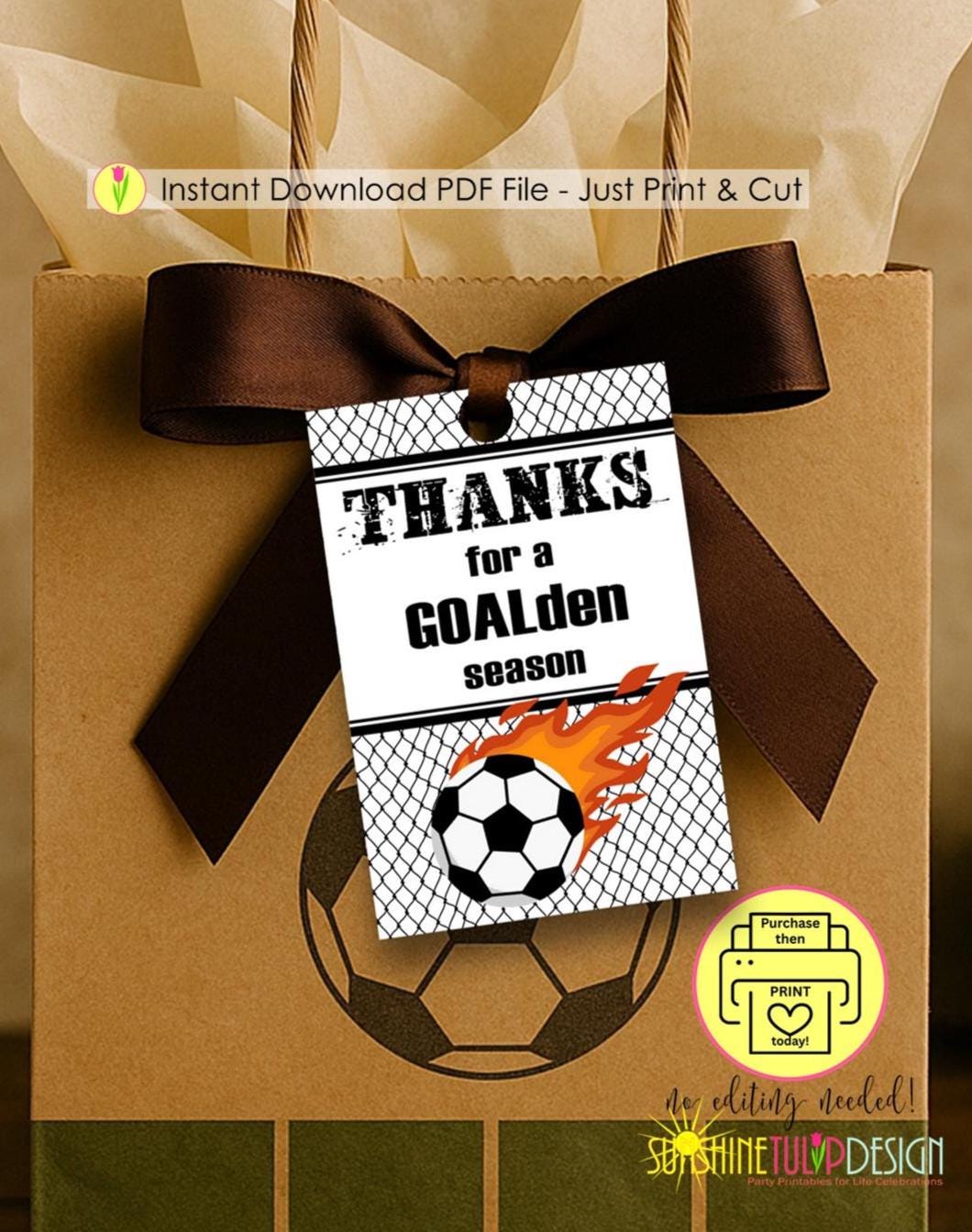 Printable Soccer Thank You Tags | End of Season Soccer Tag | Soccer Thank You Gift Tag | Thank you Coach Tag | End of Season Party