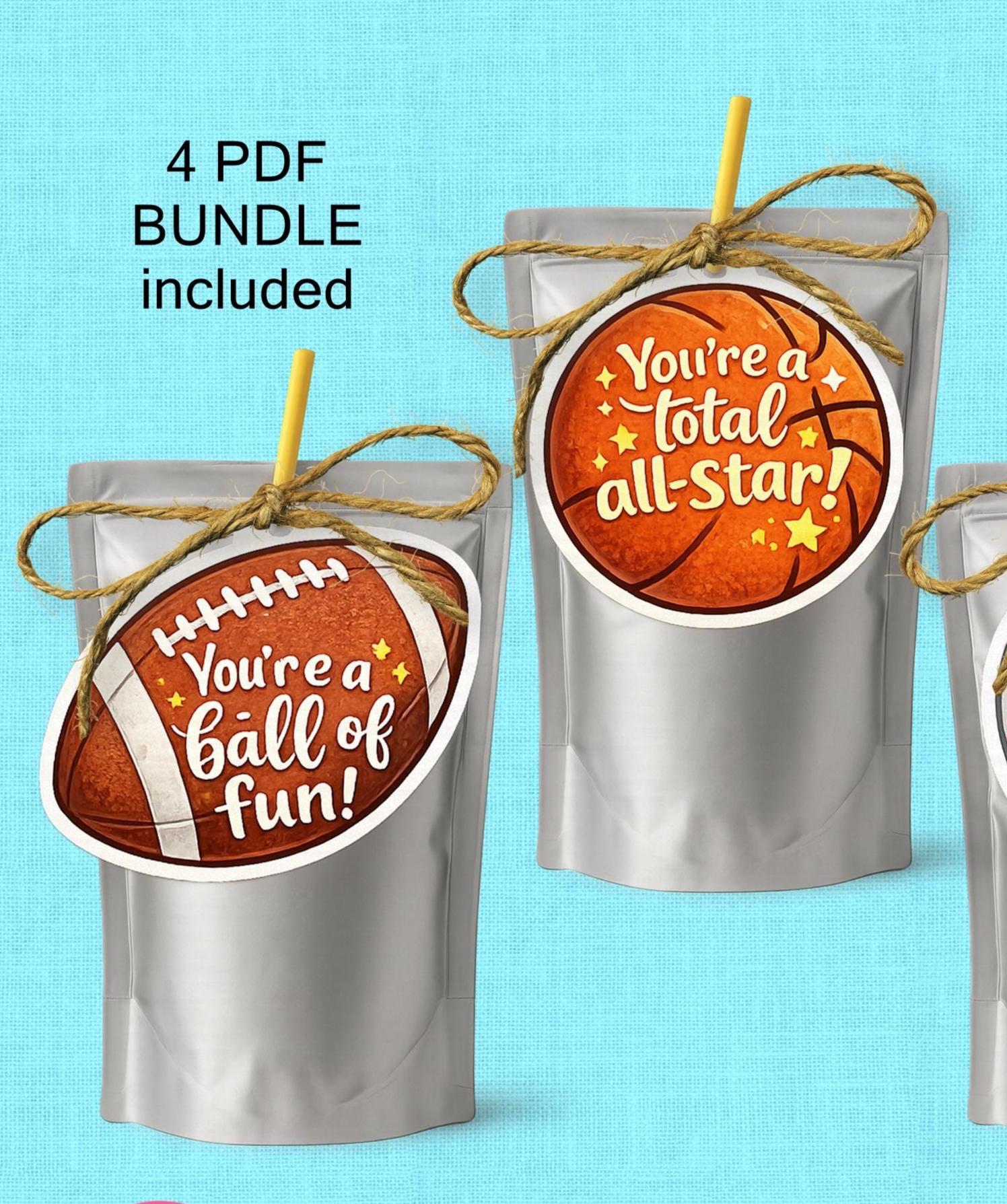 Sports Tag Bundle | Printable Sports Snack Tag | Football Basketball Baseball Soccer | Multi Sport Snack Tag | Snack Mom Tag | PDF Download