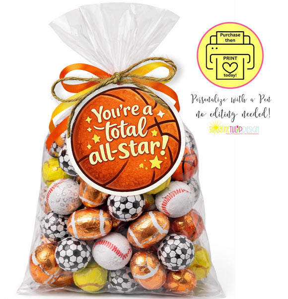 Sports Tag Bundle | Printable Sports Snack Tag | Football Basketball Baseball Soccer | Multi Sport Snack Tag | Snack Mom Tag | PDF Download