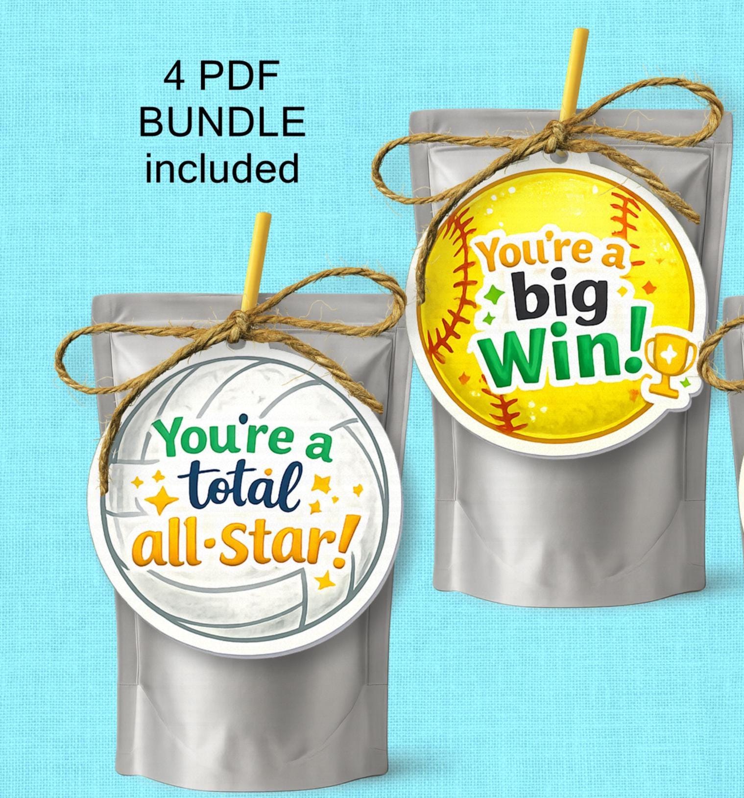 Sports Tag Bundle | Printable Sports Snack Tag | Softball Tennis Volleyball Soccer | Multi Sport Snack Tag | Snack Mom Tag | PDF Download