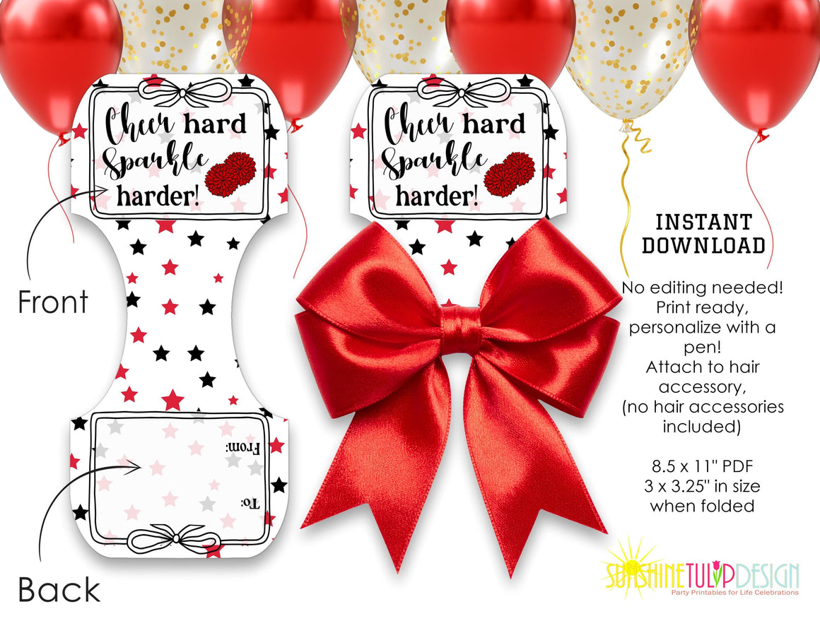 Cheer Hair Accessory Tags Printable | Cheer Hair Bow Tags | Scrunchie Tag | Cheer Competition Gifts | Cheer Team Gift Tag | Instant Download