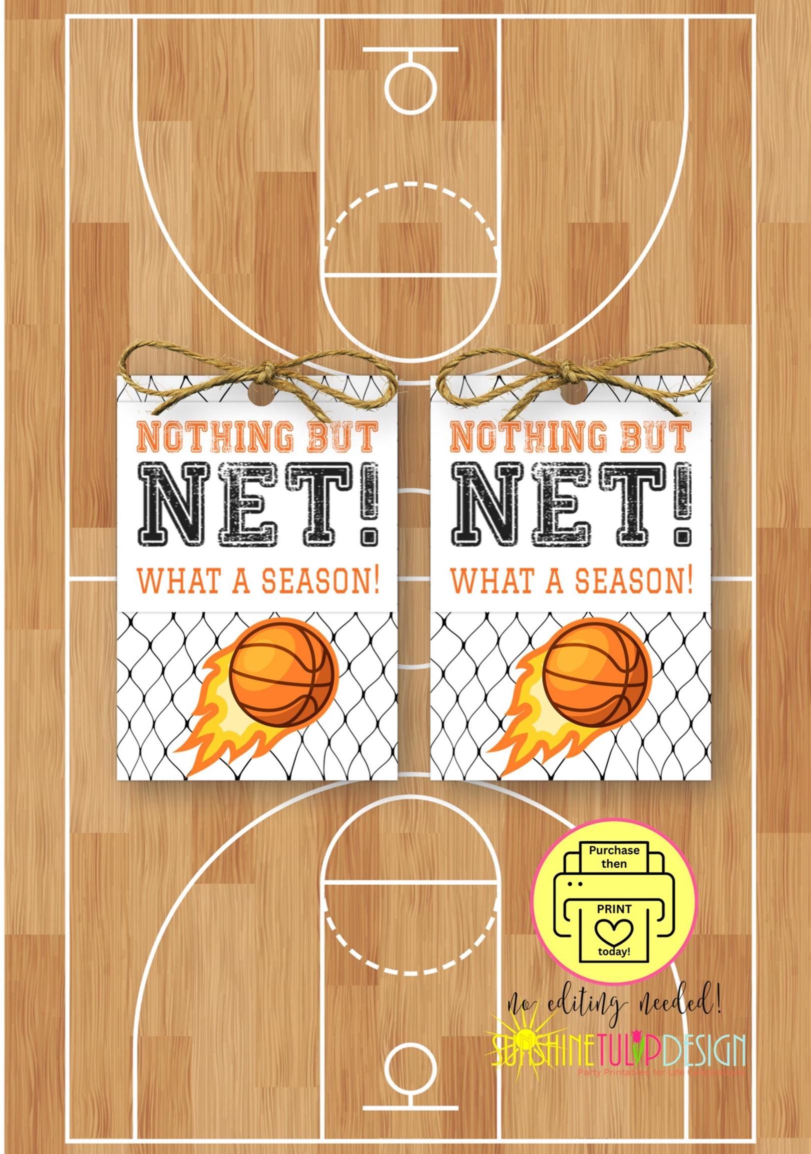 Basketball End of Season Tag | Nothing But Net What a Season | Team Gift Tag Printable | Coach Gift | Basketball Banquet Favor | PDF, JPEG