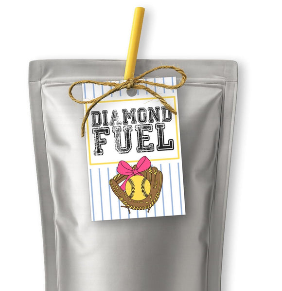 Softball Snack Tags Printable | Diamond Fuel Tag | Softball Team Treat Tag | Softball Party Favor | Softball Team Gift | Dugout Snack Tag