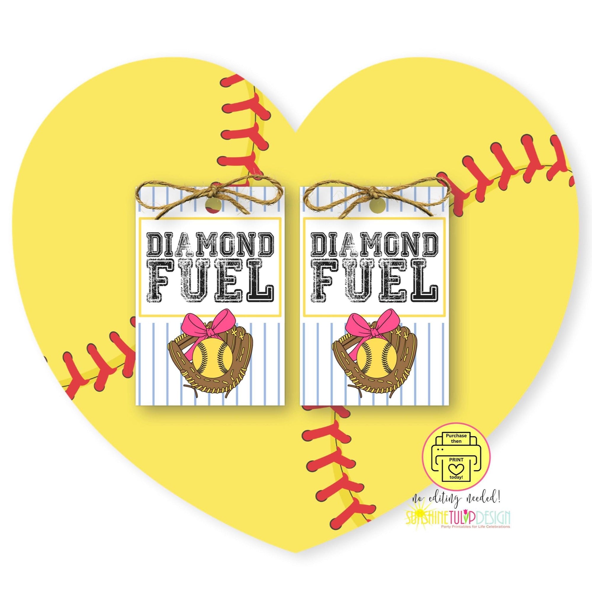 Softball Snack Tags Printable | Diamond Fuel Tag | Softball Team Treat Tag | Softball Party Favor | Softball Team Gift | Dugout Snack Tag
