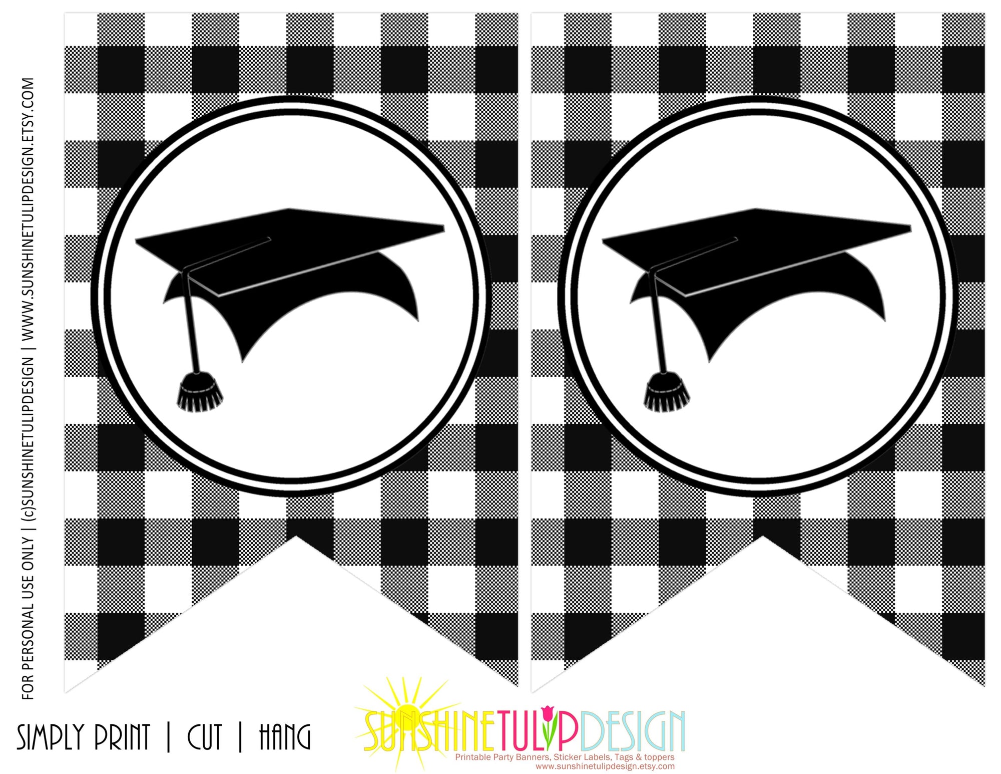 Graduation Banner Printable, Printable Graduation Banner, Buffalo Plaid Graduation Banner Bundle, Graduation Party Decoration Banner Bunting