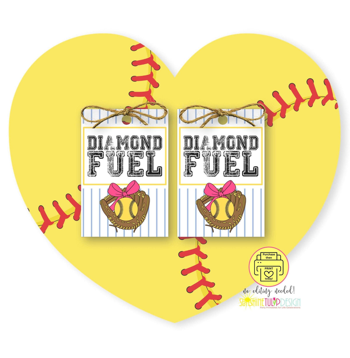 Softball Snack Tags Printable | Diamond Fuel Tag | Softball Team Treat Tag | Softball Party Favor | Softball Team Gift | Dugout Snack Tag