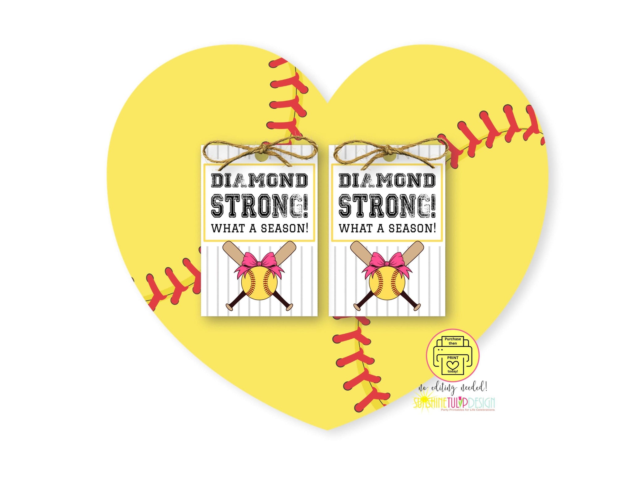 Softball End of Season Tag | Diamond Strong What a Season | Softball Team Gift Tag Coach Gift | Softball Banquet Favor | Softball Printable