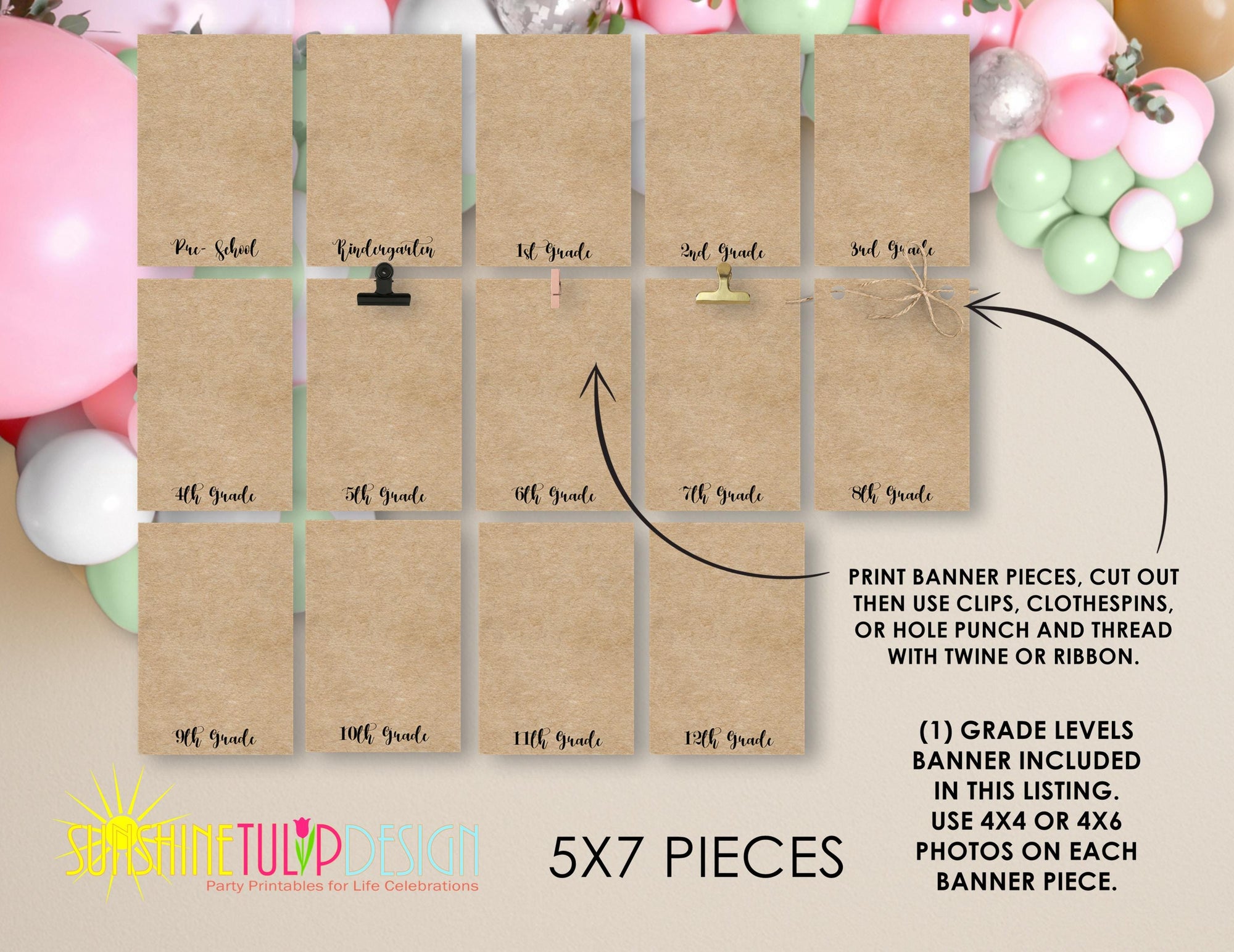 Graduation Banner Printable, Graduation Photo Banner, Printable Photo Graduation Banner, Pre-K through 12 grade, School Years Photo Banner
