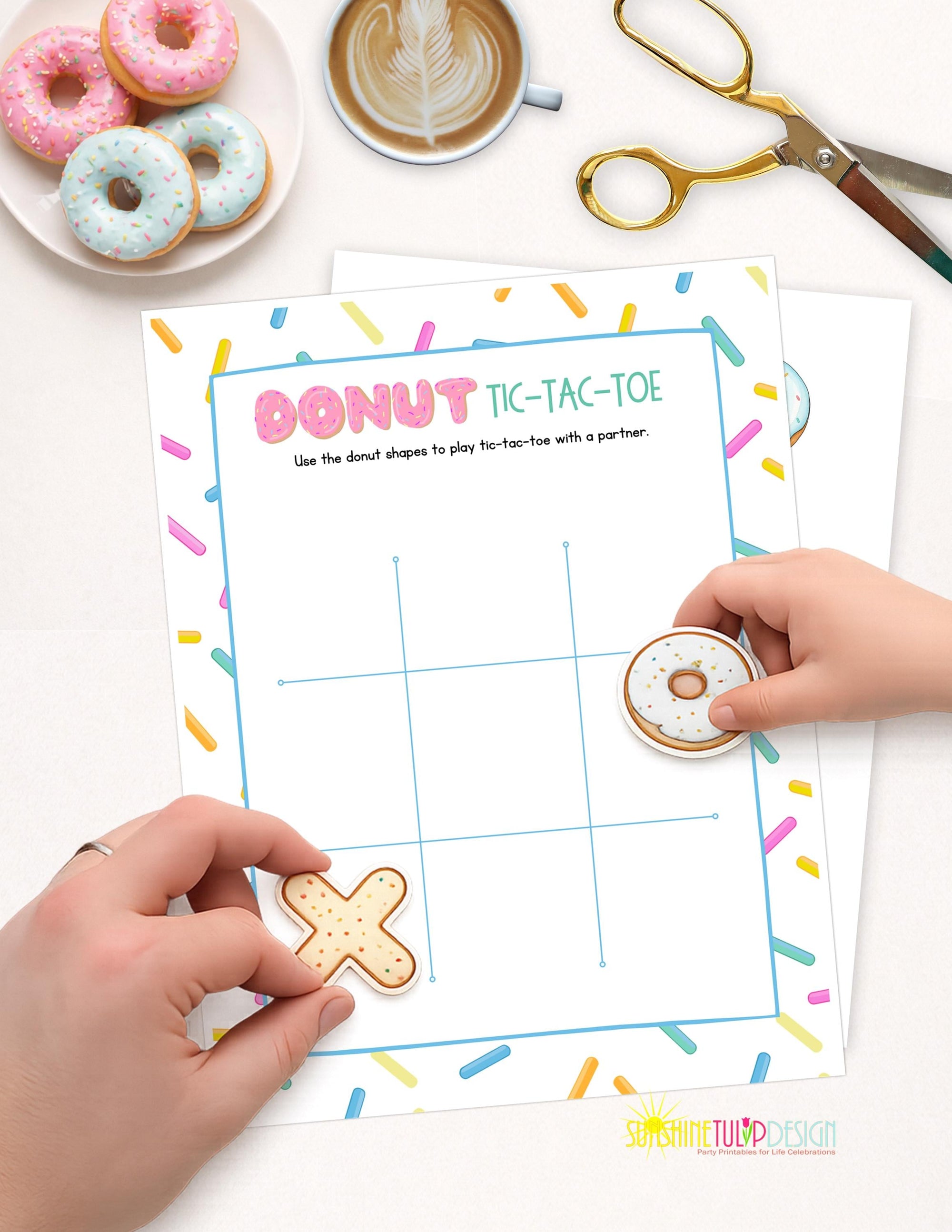 Donut Tic Tac Toe Printable Game for Kids | Donuts with Dad Activity | Classroom Center | Family Game Night | Instant Download | Color B&W