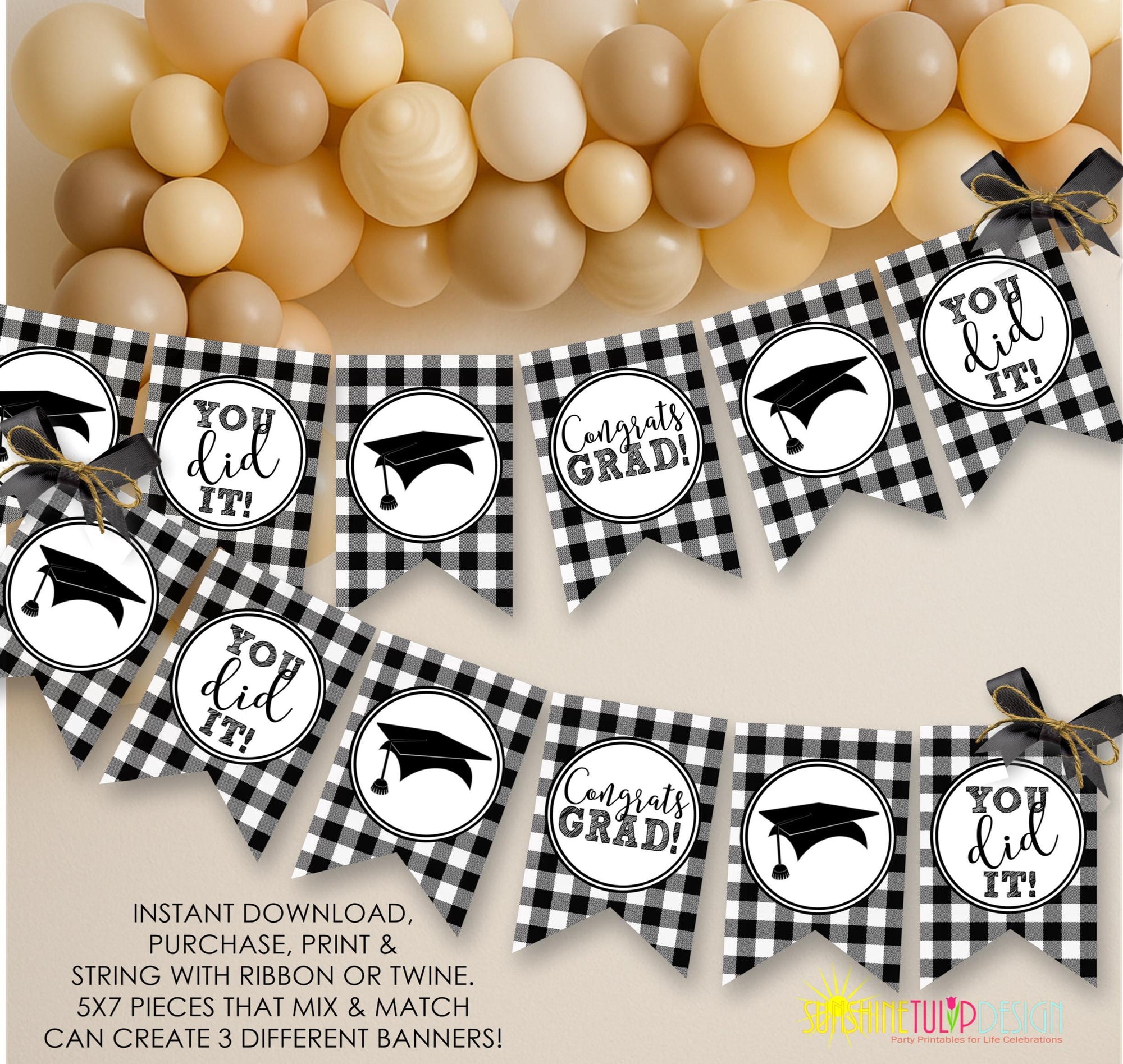 Graduation Banner Printable, Printable Graduation Banner, Buffalo Plaid Graduation Banner Bundle, Graduation Party Decoration Banner Bunting