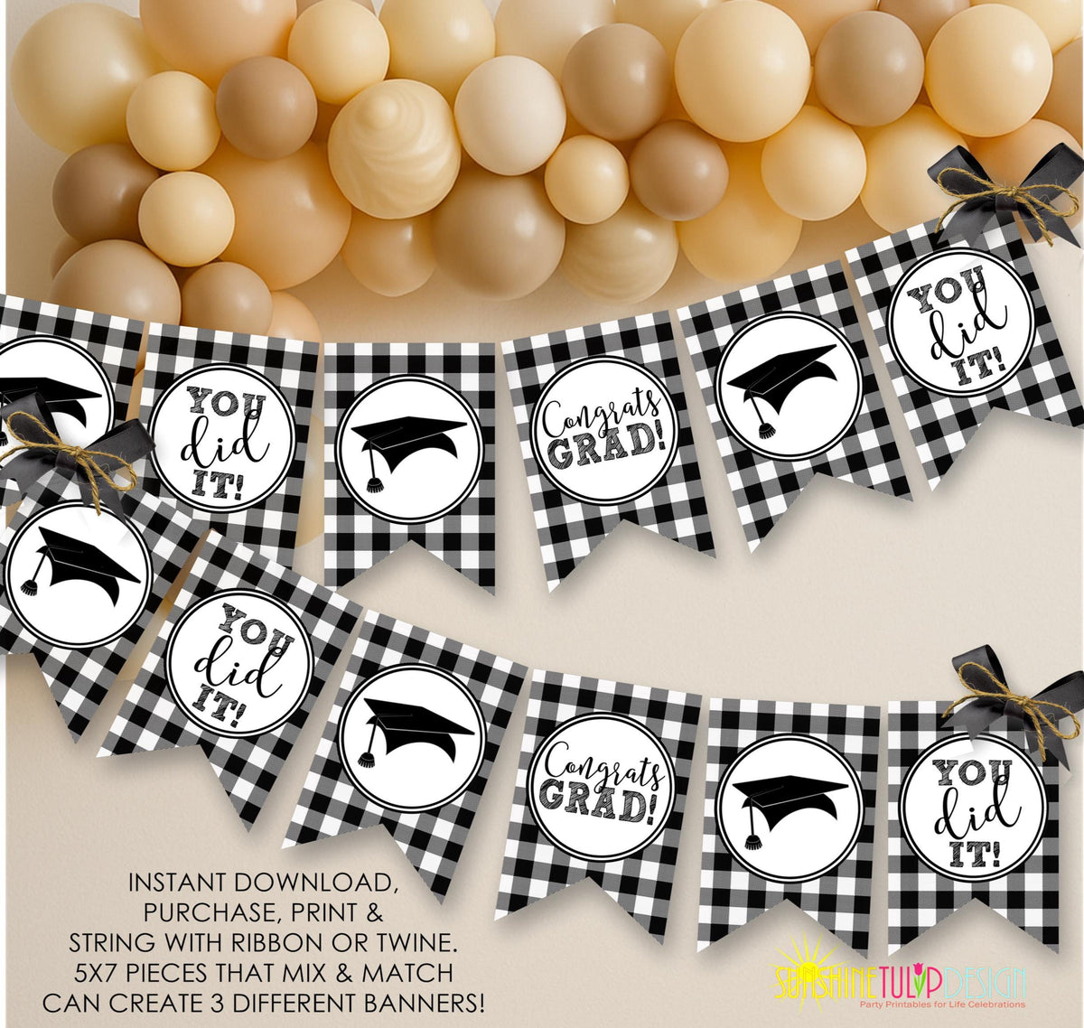 Graduation Banner Printable, Printable Graduation Banner, Buffalo Plaid Graduation Banner Bundle, Graduation Party Decoration Banner Bunting