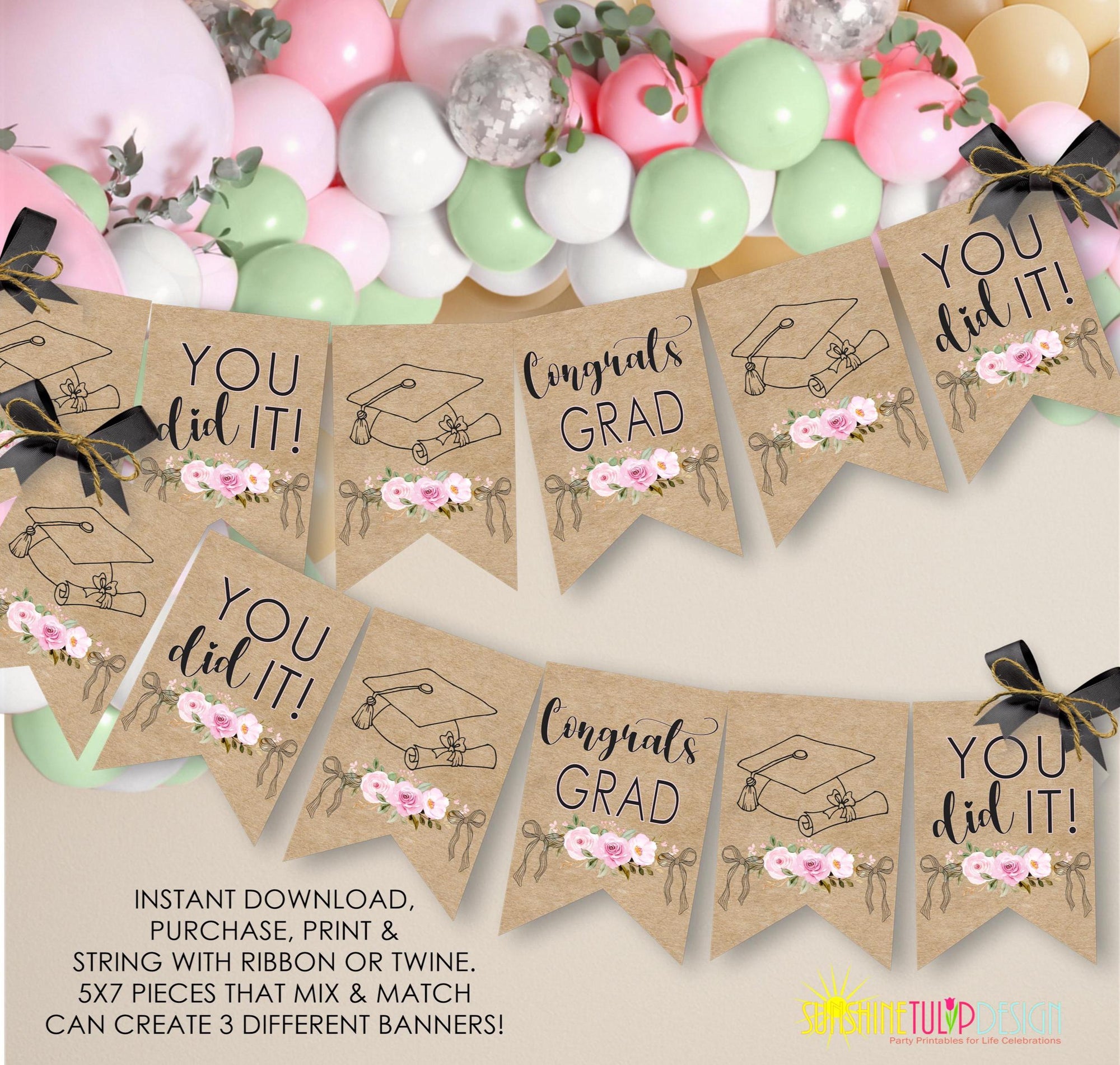 Graduation Banner Printable, Printable Graduation Banner Bunting, Graduation Photo Banner, Graduation Party Decoration, Congrats Grad Banner