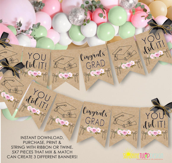 Graduation Banner Printable, Printable Graduation Banner Bunting, Graduation Photo Banner, Graduation Party Decoration, Congrats Grad Banner