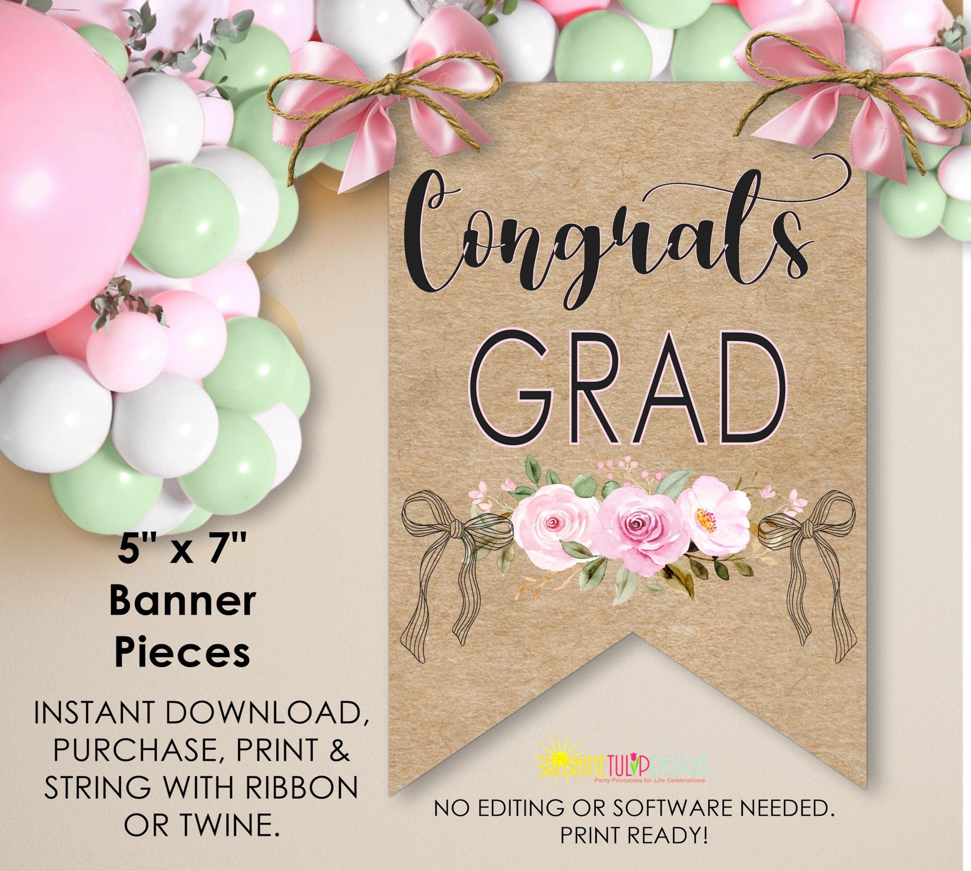 Graduation Banner Printable, Printable Graduation Banner Bunting, Graduation Photo Banner, Graduation Party Decoration, Congrats Grad Banner