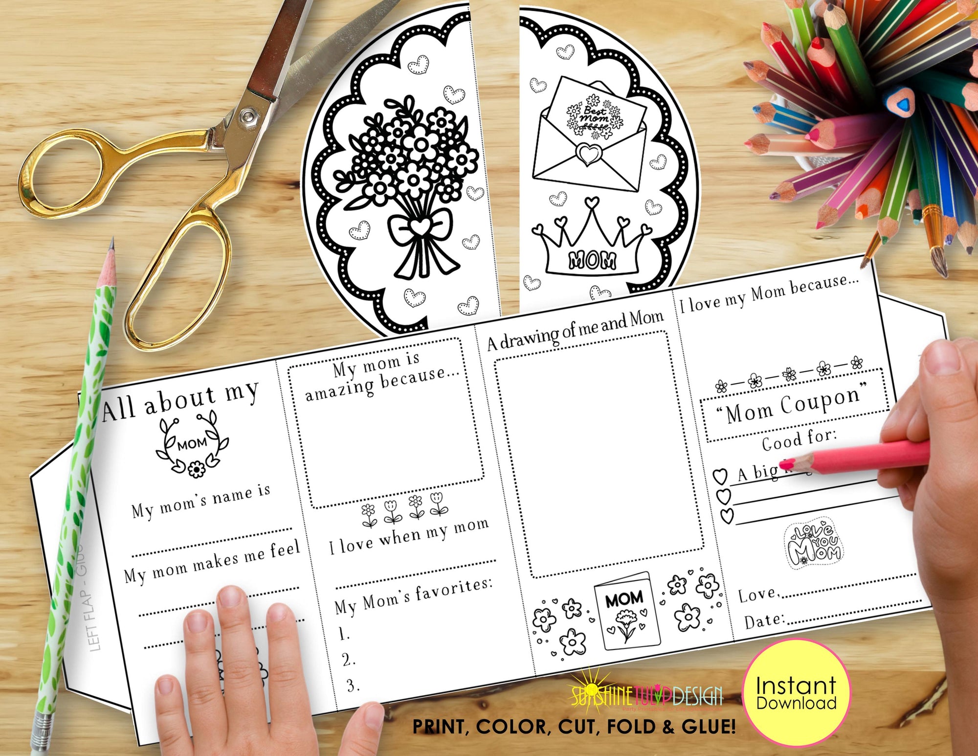 All About Mom FlipFold Fun Book| Mother's Day Accordion Activity | Printable Keepsake Gift | Mom Birthday | For Mom Accordion Book