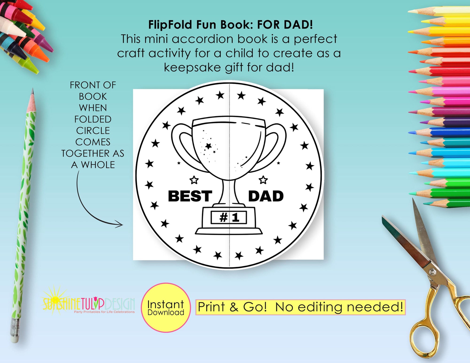 All About Dad FlipFold Fun Book| Father's Day Accordion Activity | Printable Keepsake Gift | Dad Birthday | For Dad Accordion Book