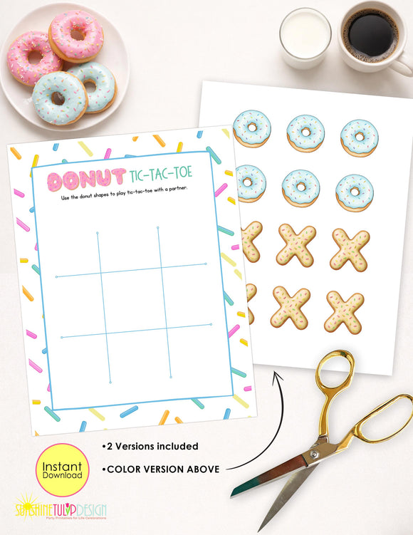 Donut Tic Tac Toe Printable Game for Kids | Donuts with Dad Activity | Classroom Center | Family Game Night | Instant Download | Color B&W