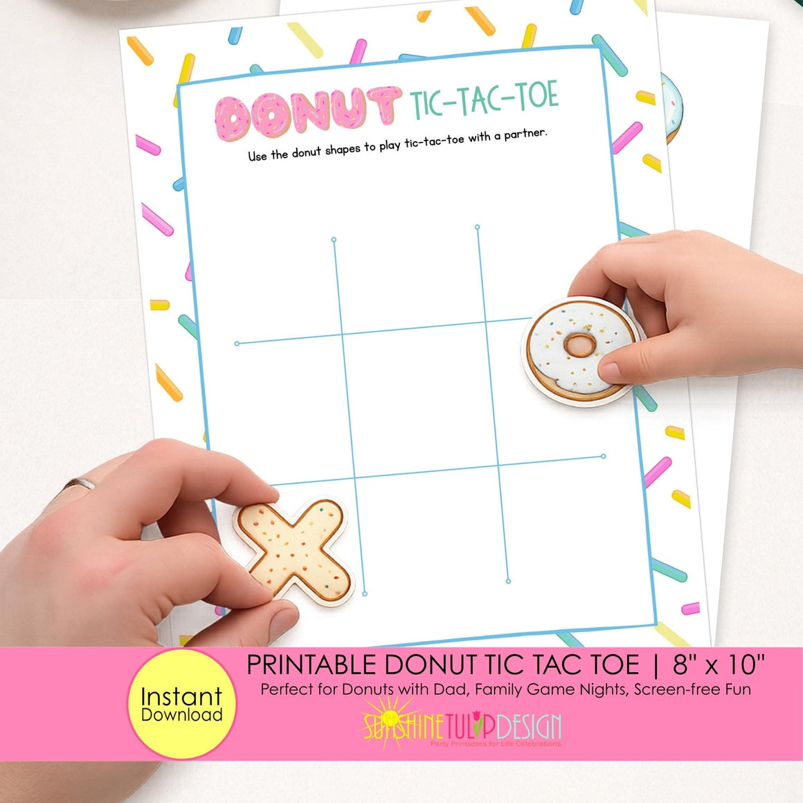 Donut Tic Tac Toe Printable Game for Kids | Donuts with Dad Activity | Classroom Center | Family Game Night | Instant Download | Color B&W