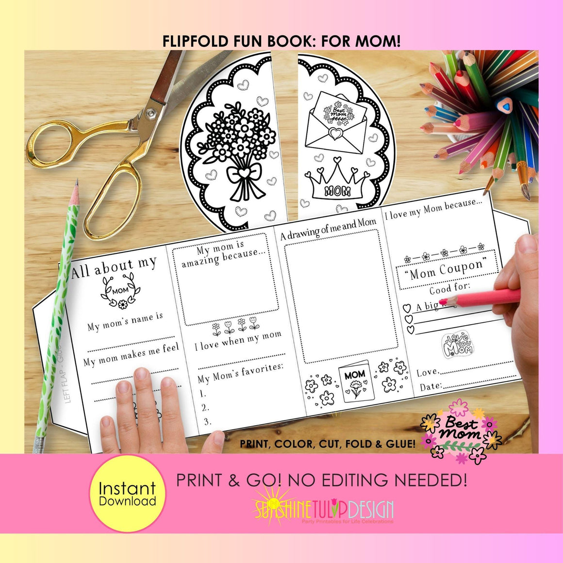 All About Mom FlipFold Fun Book| Mother's Day Accordion Activity | Printable Keepsake Gift | Mom Birthday | For Mom Accordion Book