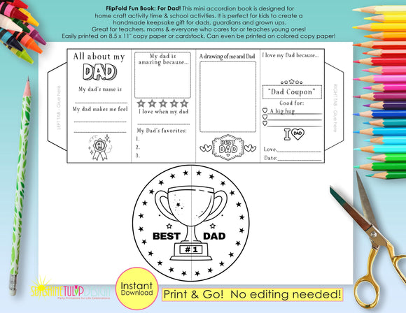 All About Dad FlipFold Fun Book| Father's Day Accordion Activity | Printable Keepsake Gift | Dad Birthday | For Dad Accordion Book